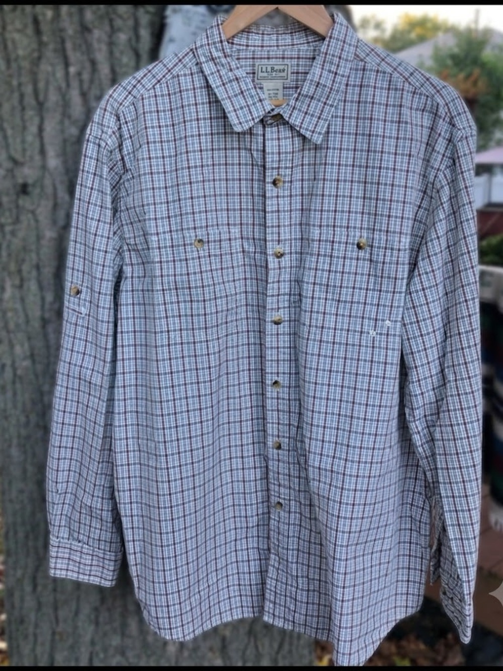LL Bean Mens XL Plaid Button Down Shirt 100% Cotton Long Sleeve Outdoor Work